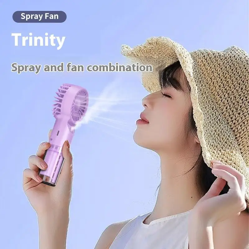 Mini Handheld Humidifier Fan Portable Mist Fan USB Rechargeable Battery Fast Charging Water Spray Hand Fan With Humidifier