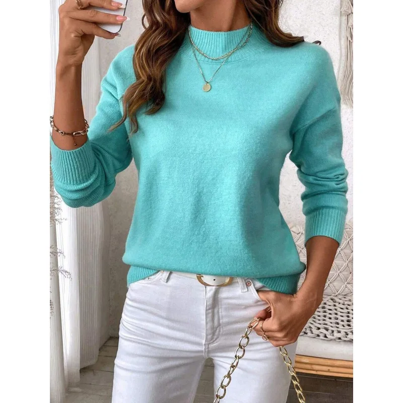 

Loose Half High Neck Sweater V 51369 Women's Fashion Spring 2026 Knittedwear Comfortable Fit Casual Style