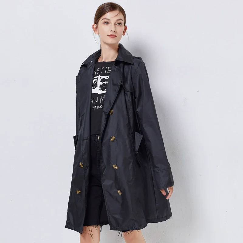 Fashion Women Thin Raincoat Poncho Ladies Waterproof Long Slim Raincoats Adults Outdoor Hiking  Windproof Rain Coat With Belt