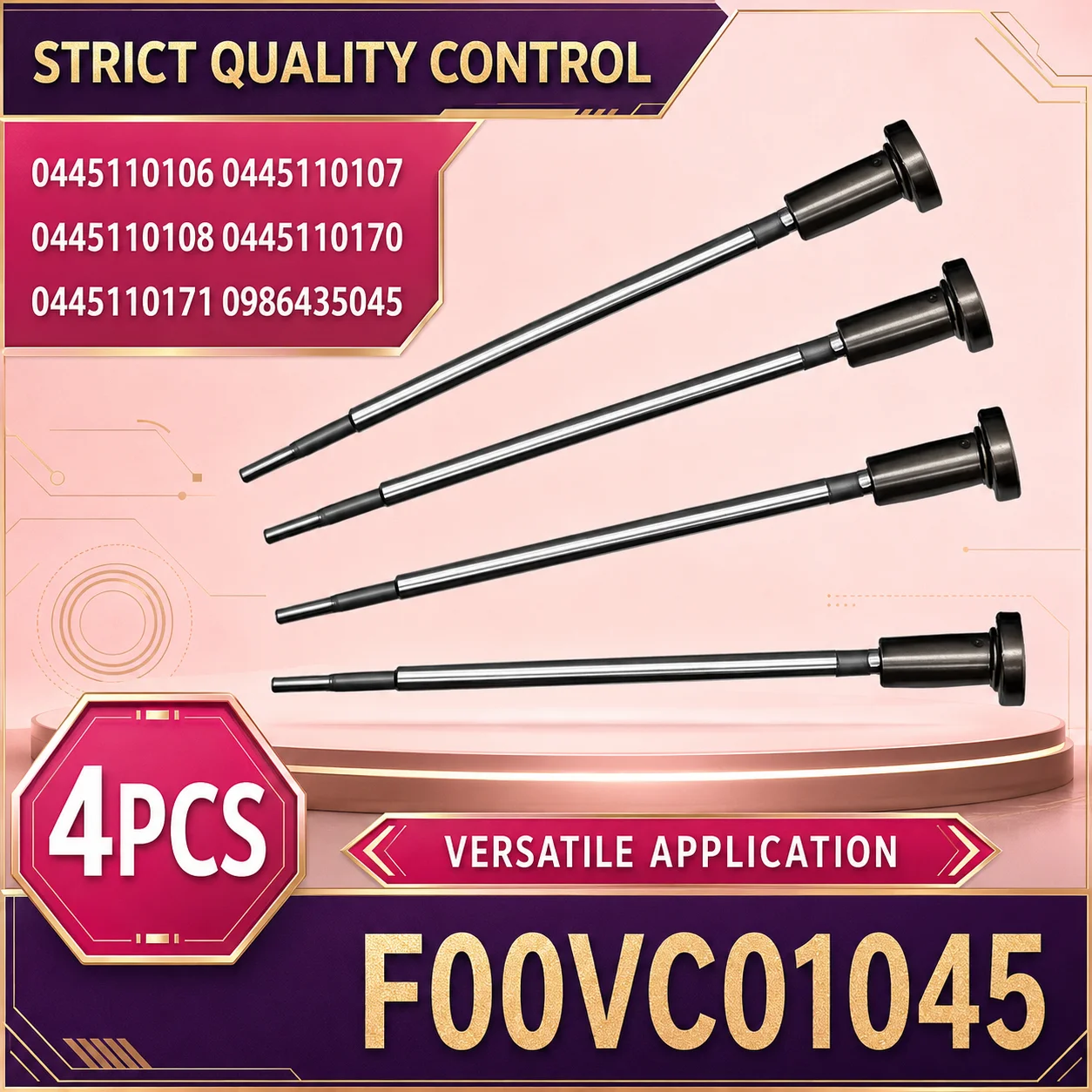 4Pcs New F00VC01045 Fuel Injector Valve Assemblies,Applicable To 0445110104, 0445110105, 0445110106, 0445110107 Injectors.LG2130
