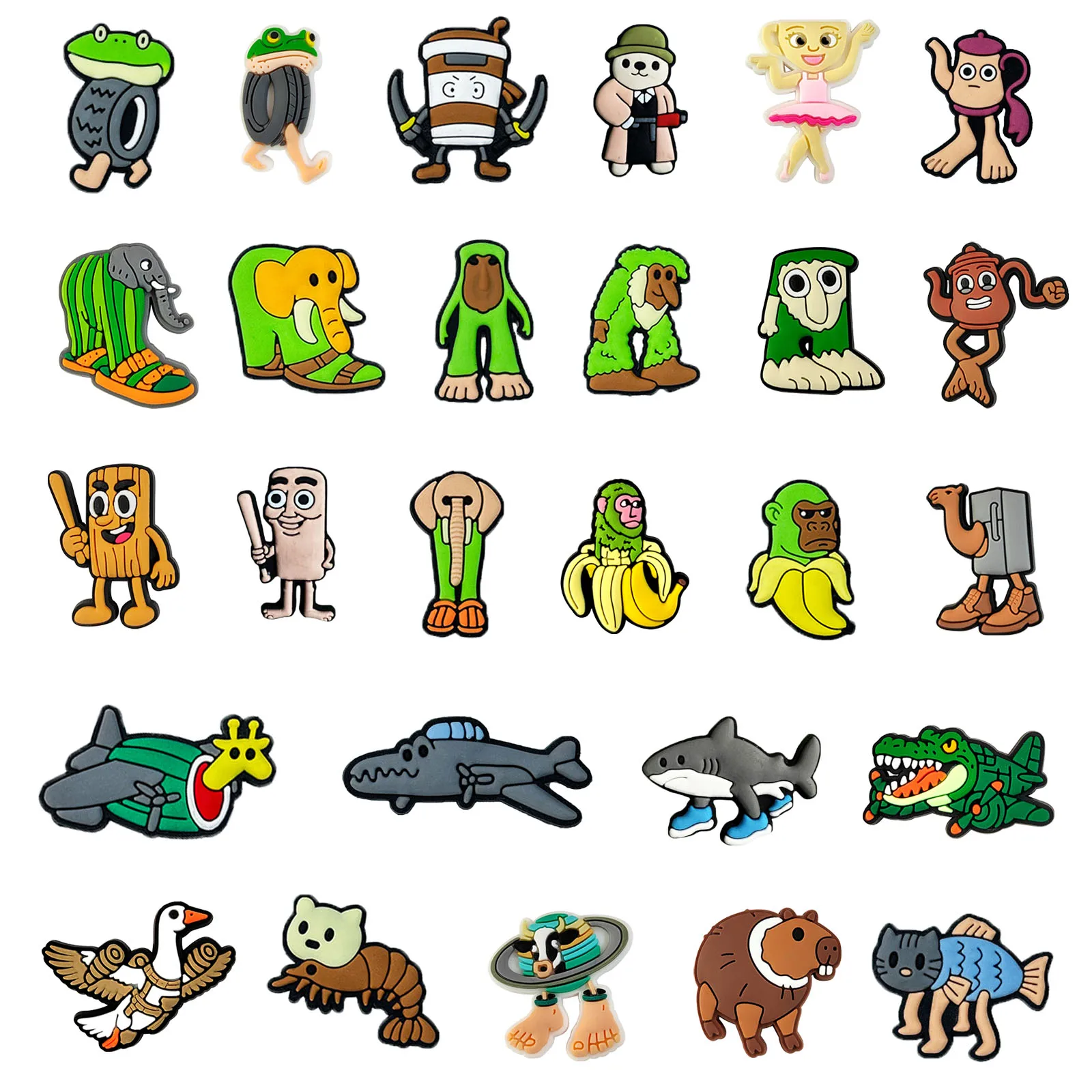 27Pcs Funny Shark Banana Monkey Series Shoe Charms For DIY C
