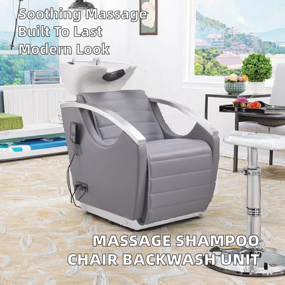 Modern Synthetic Leather Shampoo Chair with Back Wash and Massage Function for Hair Salon