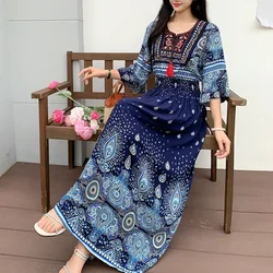 Ethnic Style Maxi Dresses for Women Bohemian Casual Robe Vestido Feminino Summer y2k Fashion Beach Long Dress Woman Clothes
