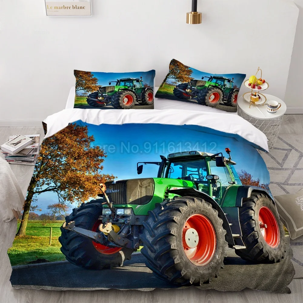 3D Tractor Print Bedding Set Car Bed Cover 3pcs Duvet Cover Sets Twin Full Queen King Size Bedclothes for Kids Boys