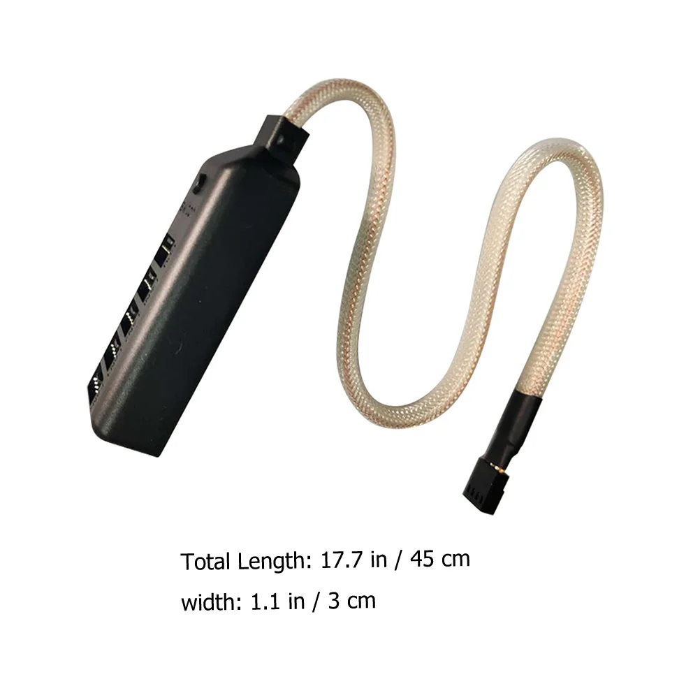 

Desktop Computer Cooling Fan Hub 4-Port Colorful Rgb Lighting Extension Cable Pc Case Fan Hub Office Computer Supply