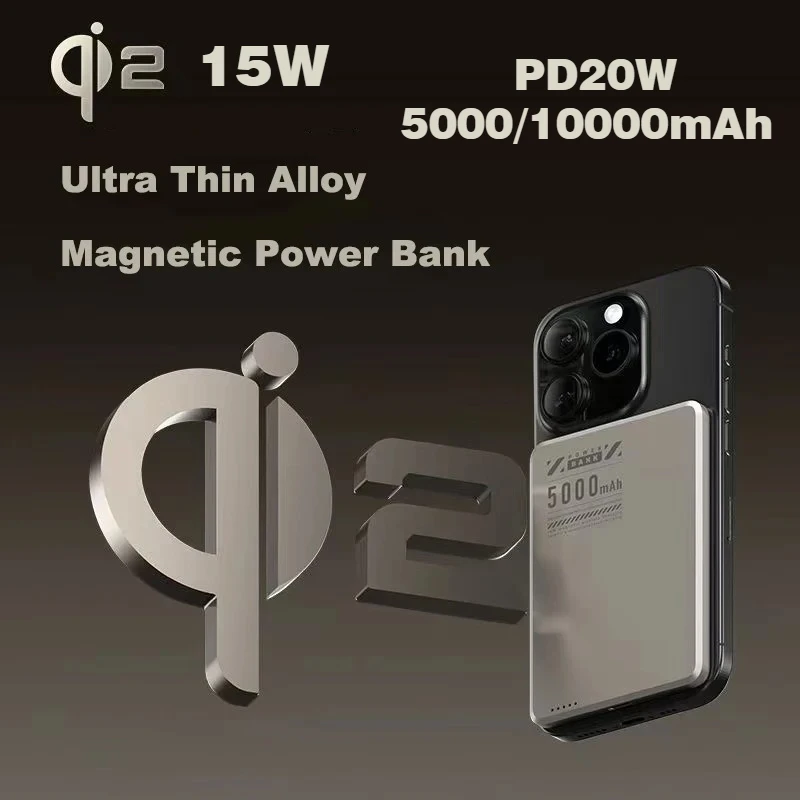 Ультратонкий магнитный аккумулятор Qi2 15 Вт, беспроводной внешний аккумулятор, портативный внешний аккумулятор для Magsafe для IPhone, Samsung, Huawei, Xiaomi