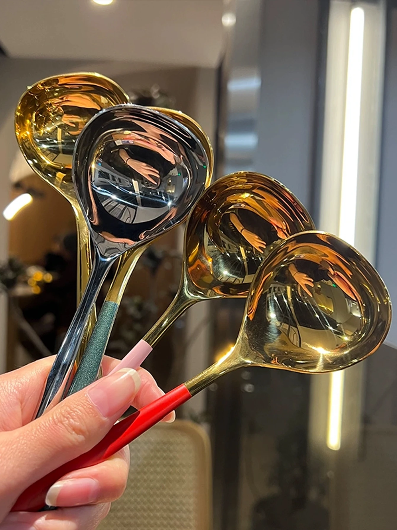 6Pcs/1Pcs 304 Stainless Steel Spoon 8.11 Inches (about 20.6cm) Soup Spoon Rice Spoon Longhandle Tableware Set Kitchen Utensils