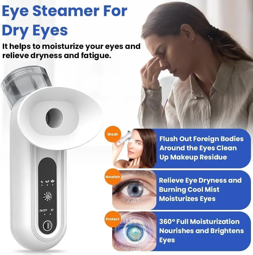 

Eye Steamer for Dry Eye - Portable Heated USB Nano Eye Mist Sprayer with Warm Compress for Dry Eyes & Stye Relief