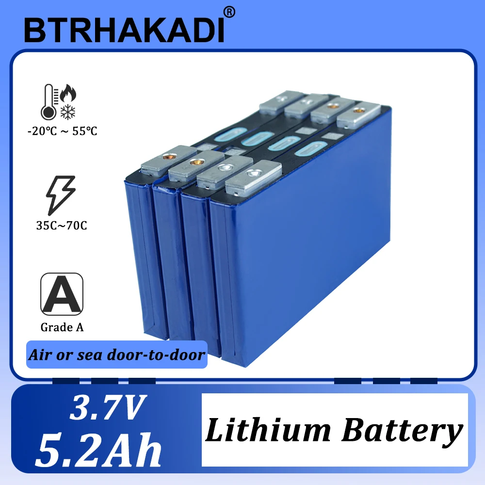 

HAKADI 3.7V 5.2Ah Lithium-ion Rechargeable Prismatic Batteries High Rate 70C Discharge 1-8PCS For Power Tool EV Car Audio