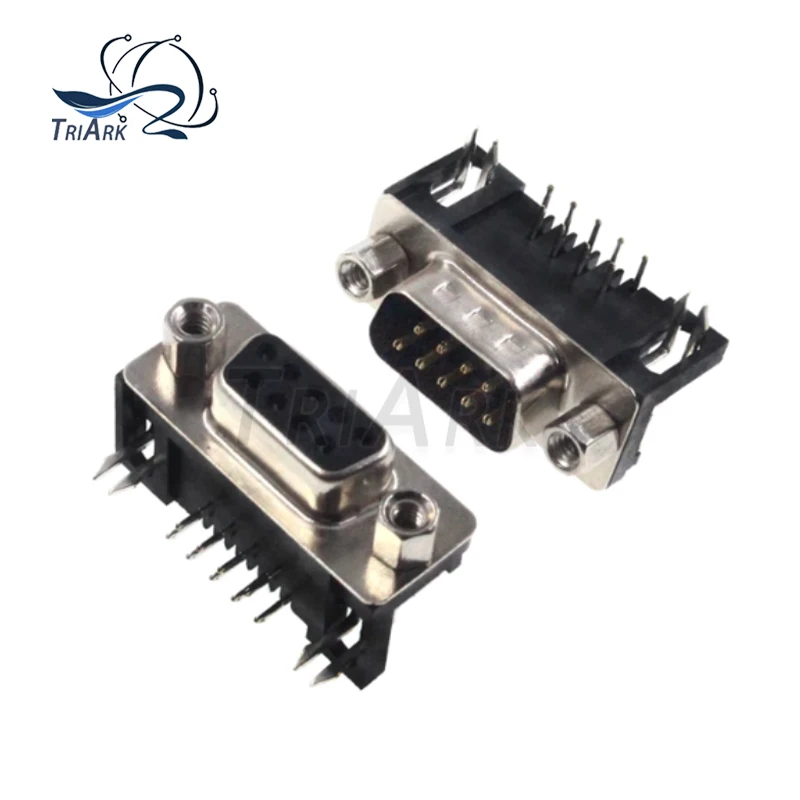 5/10pcs DR9 Hole/Pin Female/Male Right Angle Welded D-Sub 9 Pin Connector RS232 Connector 90 Degree Bent Needle DB9 DR9