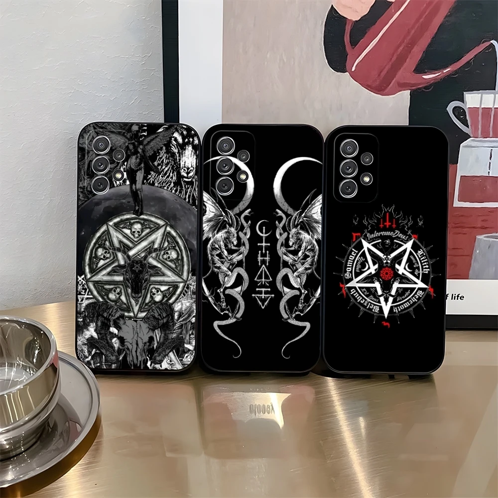 Pentagram 666 Demonic Satanic Phone Case for Samsung Galaxy S25 S24 S21 S23 S22 S20 Ultra Fe Plus A34 A16 A54 A24 A52 A53 M54 Co