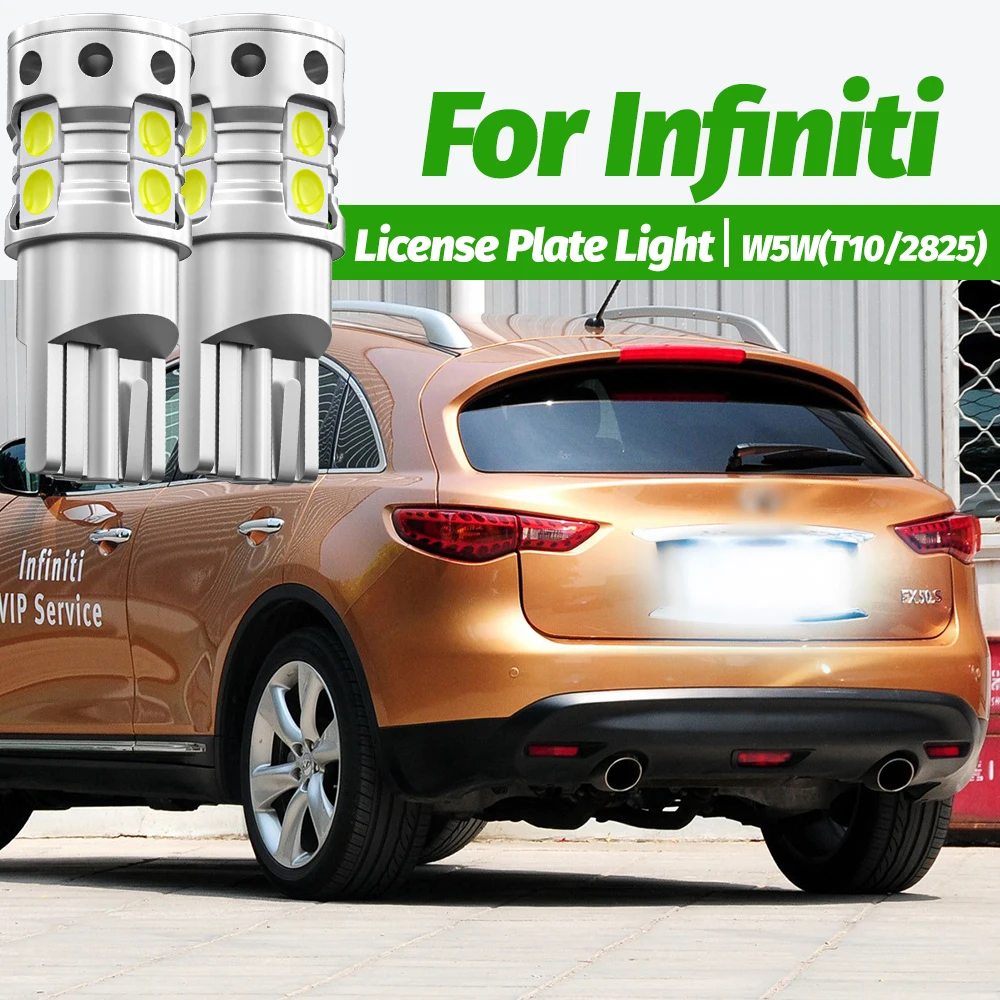 

2 шт. светодиодная лампа освещения номерного знака W5W T10 Canbus для Infiniti Q40 Q50 Q60 Q70 Q70L QX56 QX50 QX70 QX80 FX35 FX37 FX45 FX50
