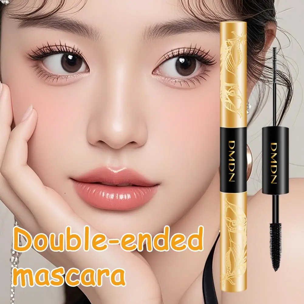 Occhio a doppia testa Nero riccio snello Spessore Testa sottile Occhio Nero Doppio estremità Tubo per ciglia mascara di lusso in alluminio