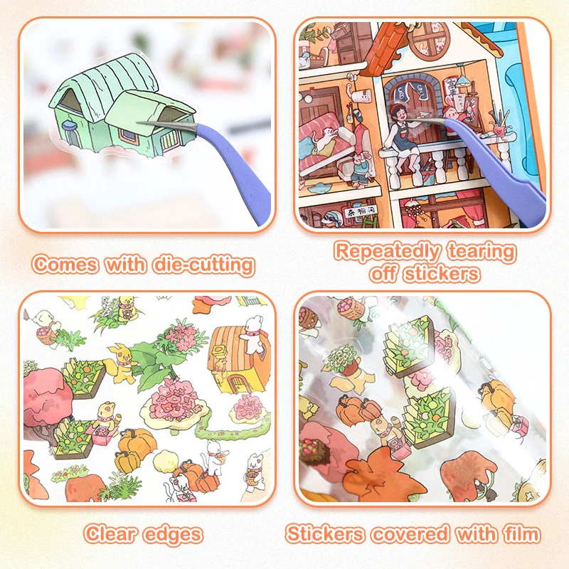 1Set Three-dimensional Miniature Scene Collection Landscape Stickers Children Decompression Toys DIY Handbook Stickers Gifts