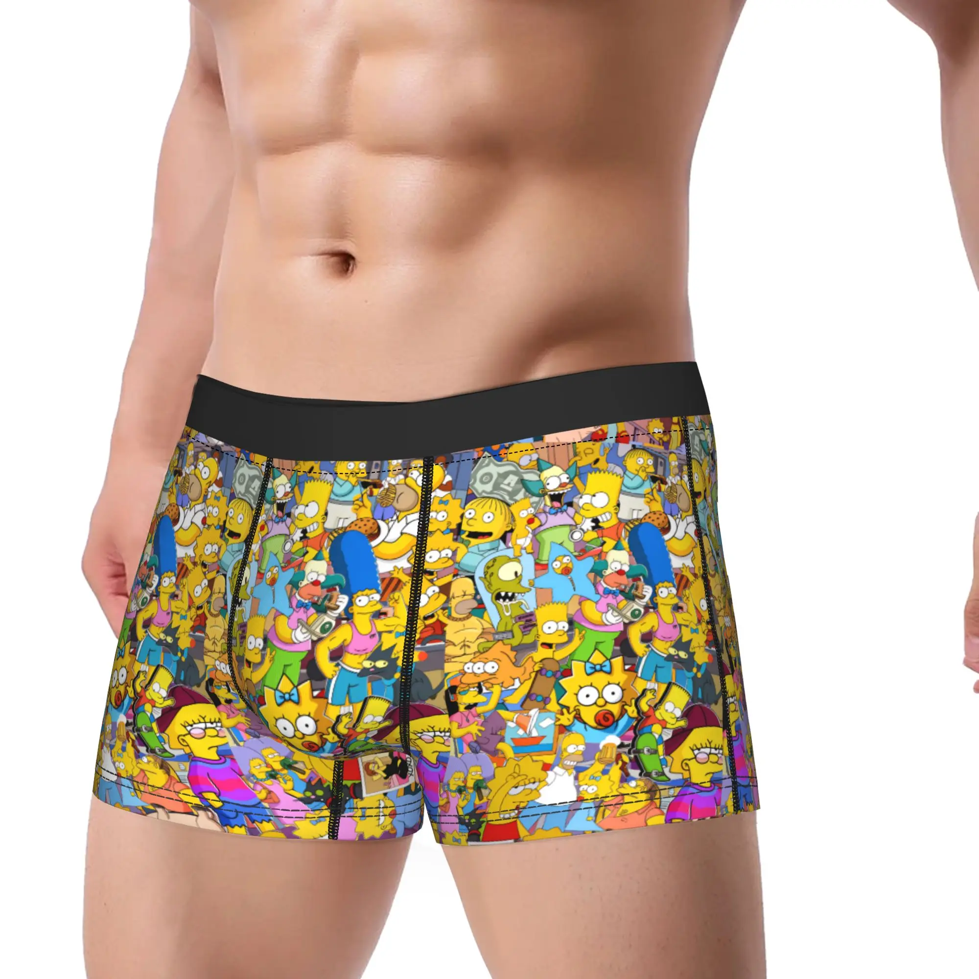 S-Simpsons Family Cartoon Characters Underwear  Men's Underpants Printing Novelty Boxer Shorts Quality Boxer Brief Plus Size
