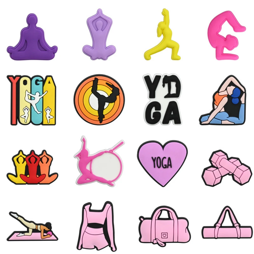 Yoga Exercise Shoe Charms PVC Fitness Shoe Decorations for Girls Waterproof Shoe Perfect for Gifts and Party Favors