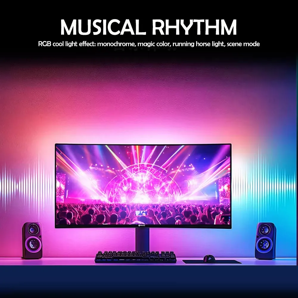 RGB Gaming Lights Strip Monitor Backlight LED Display Sync PC Atmosphere Screen APP Music Synchronization Decor Game Room Party