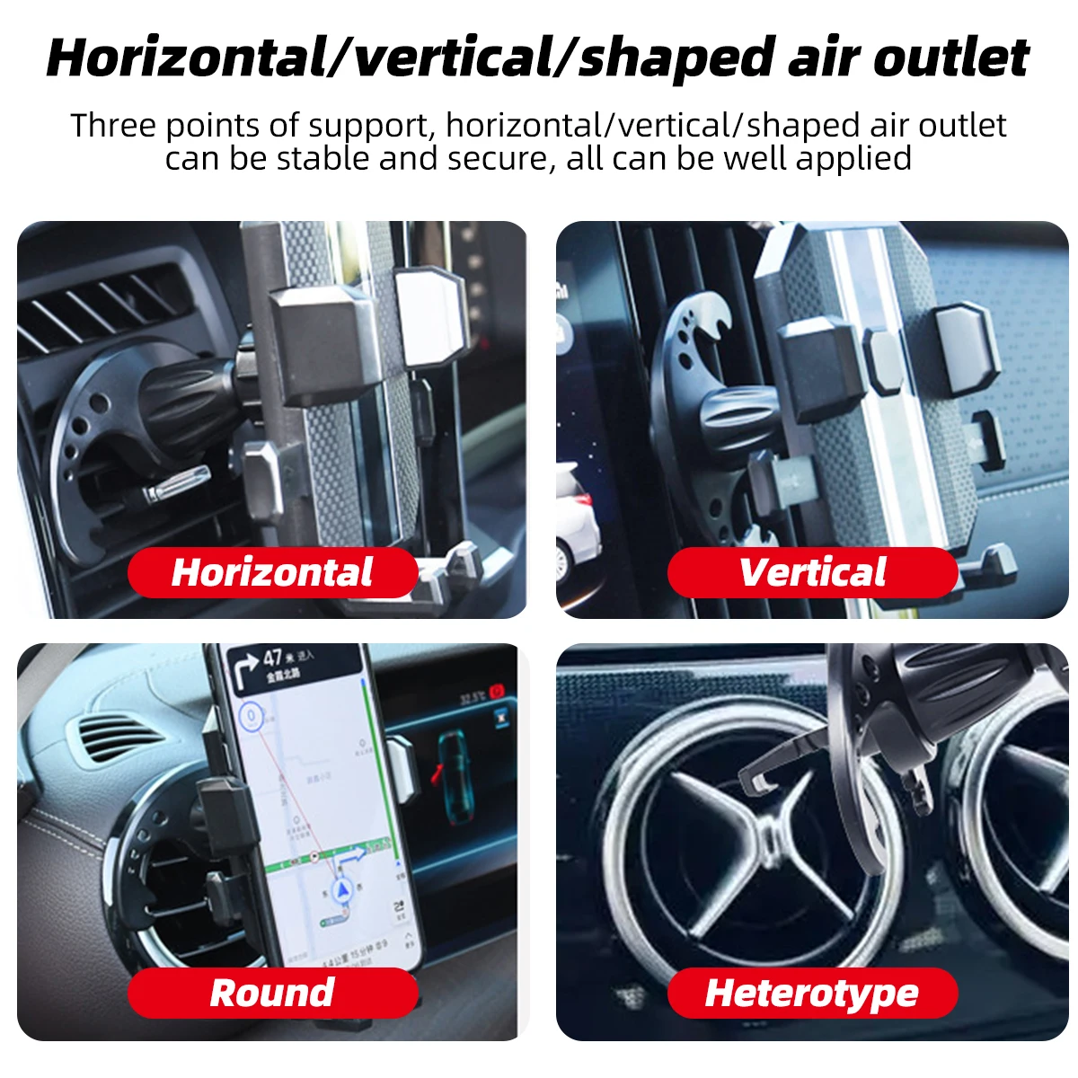 Universal Gravity Car Phone Holder Air Vent Universal Stand For Mobile Phone in Car Mount Support For iPhone14Pro Xiaomi Samsung