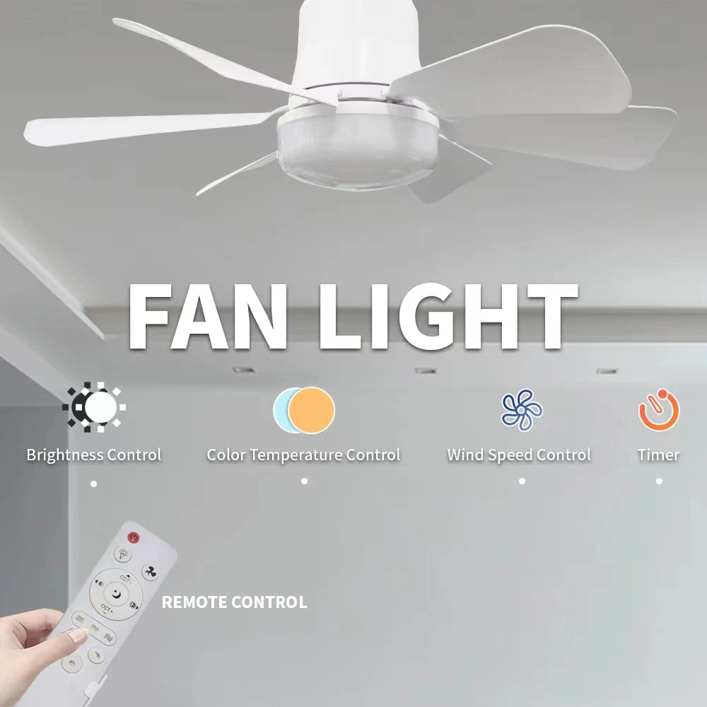 High-quality 3000K-6500K CCT Adjustable Color Temperature No Noise Smart Remote Control E27 ModernCeiling Fan Light