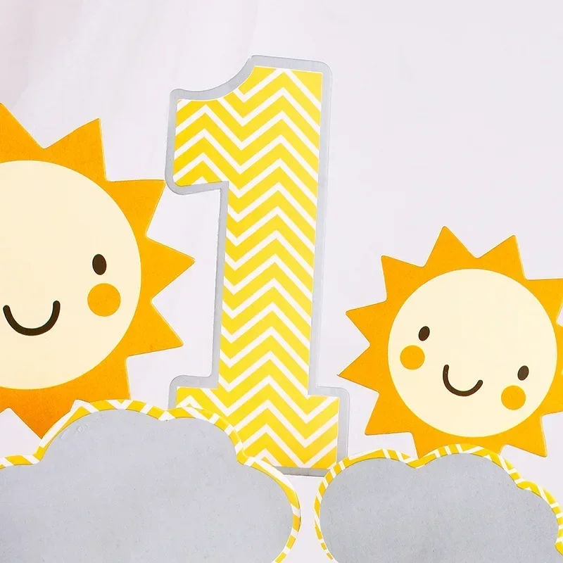 1 St Birthday Party Cake Topper for Happy Kids Clouds Cute Sun Cake Decoration Happy Boy or Girl One Year Baby Shower Cake Decor