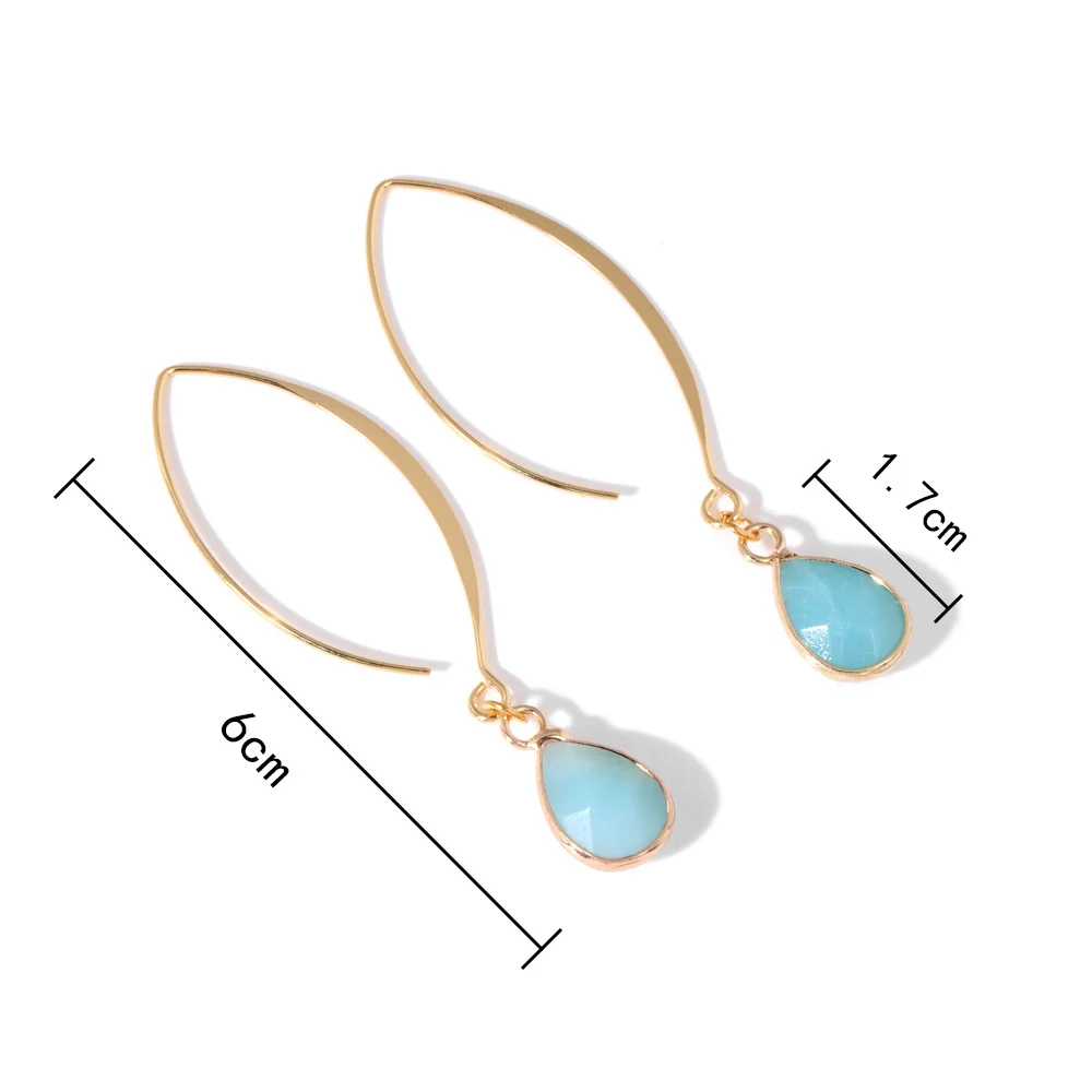 2024 NEW Natural Stone Water Drop Earring Natural Amethysts Turquois Opal Dangle Earring Eardrop Jewelry Gift For Women Girls
