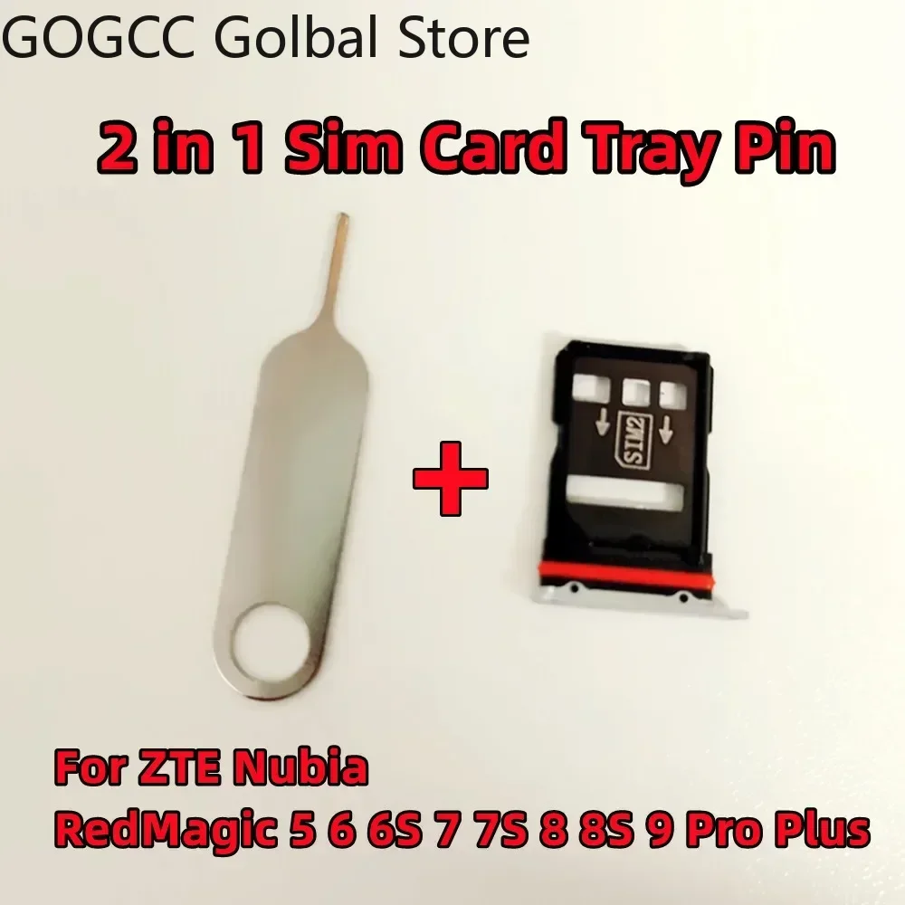 2 in 1 For ZTE Nubia Red Magic 5 6 6S 7 7S 8 8S 9 9S 10 Pro Pro+ Plus SIM Card Tray Eject Pin Slot Reader Holder Adapter Replace