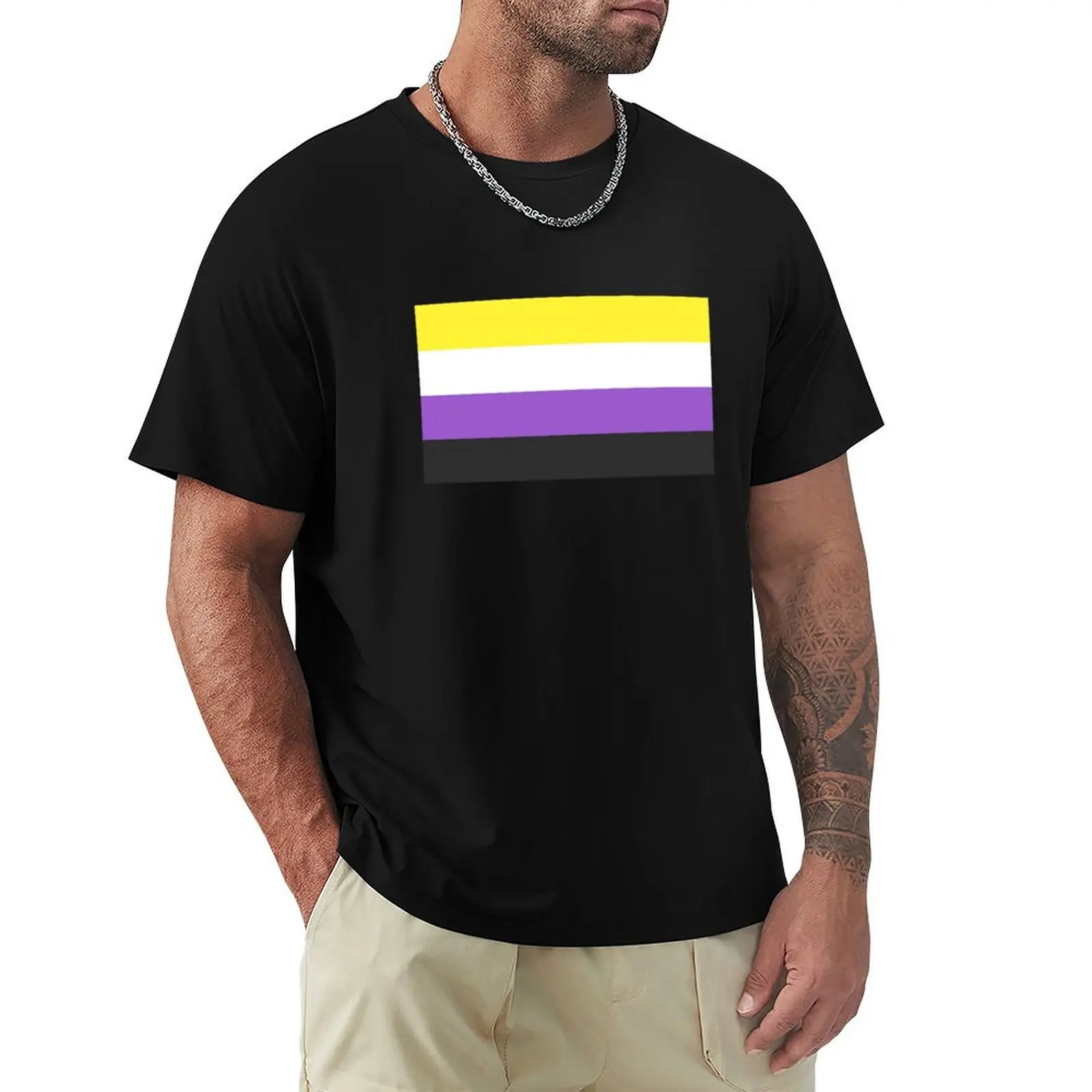 

Seamless Repeating Non-Binary Pride Flag Pattern T-Shirt quick-drying Louboutins customs clothes for men