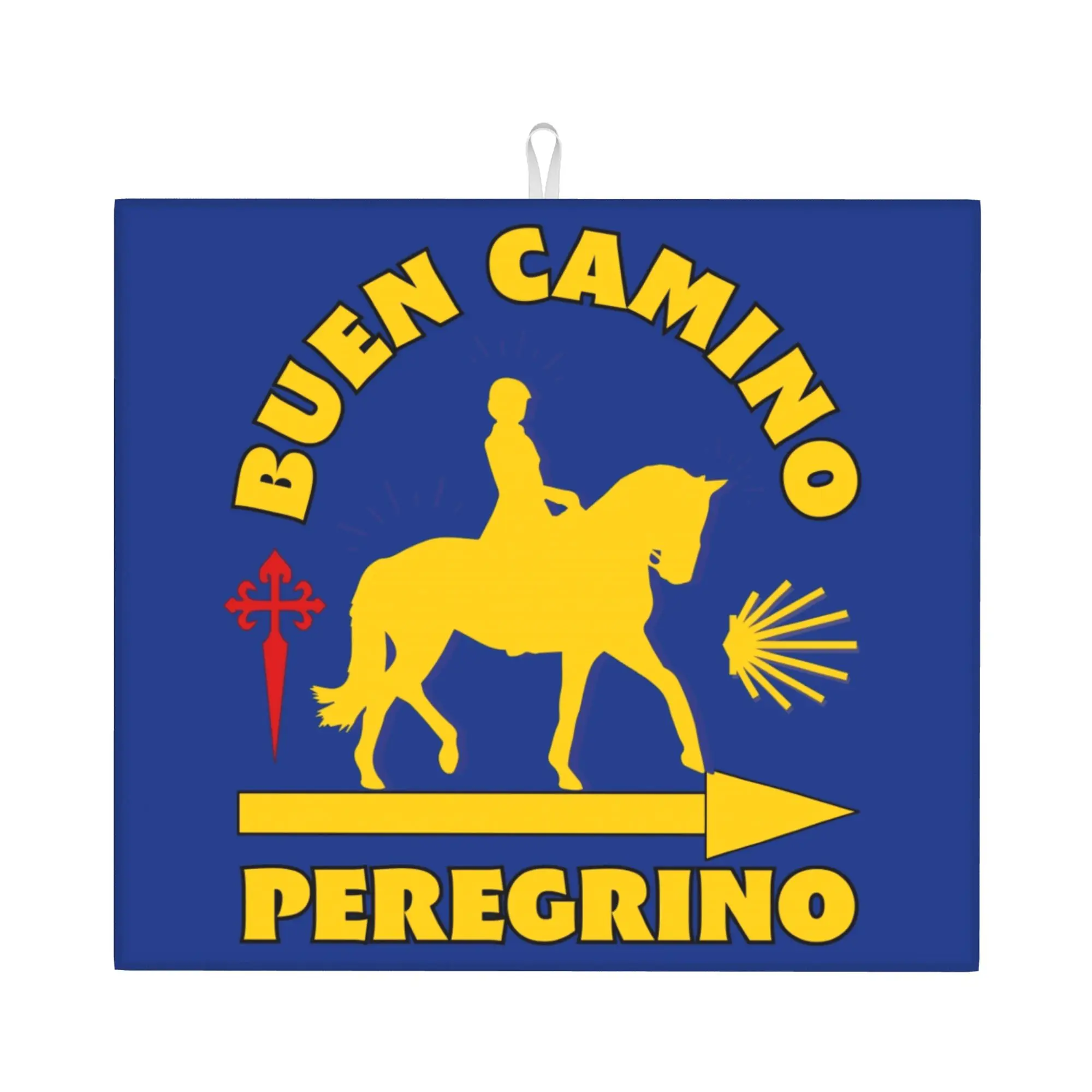 Drying Mat For Kitchen Horseback Camino De Santiago Buen Camino Peregrino Barware Tableware Washable Kitchen Sink Drying Pad