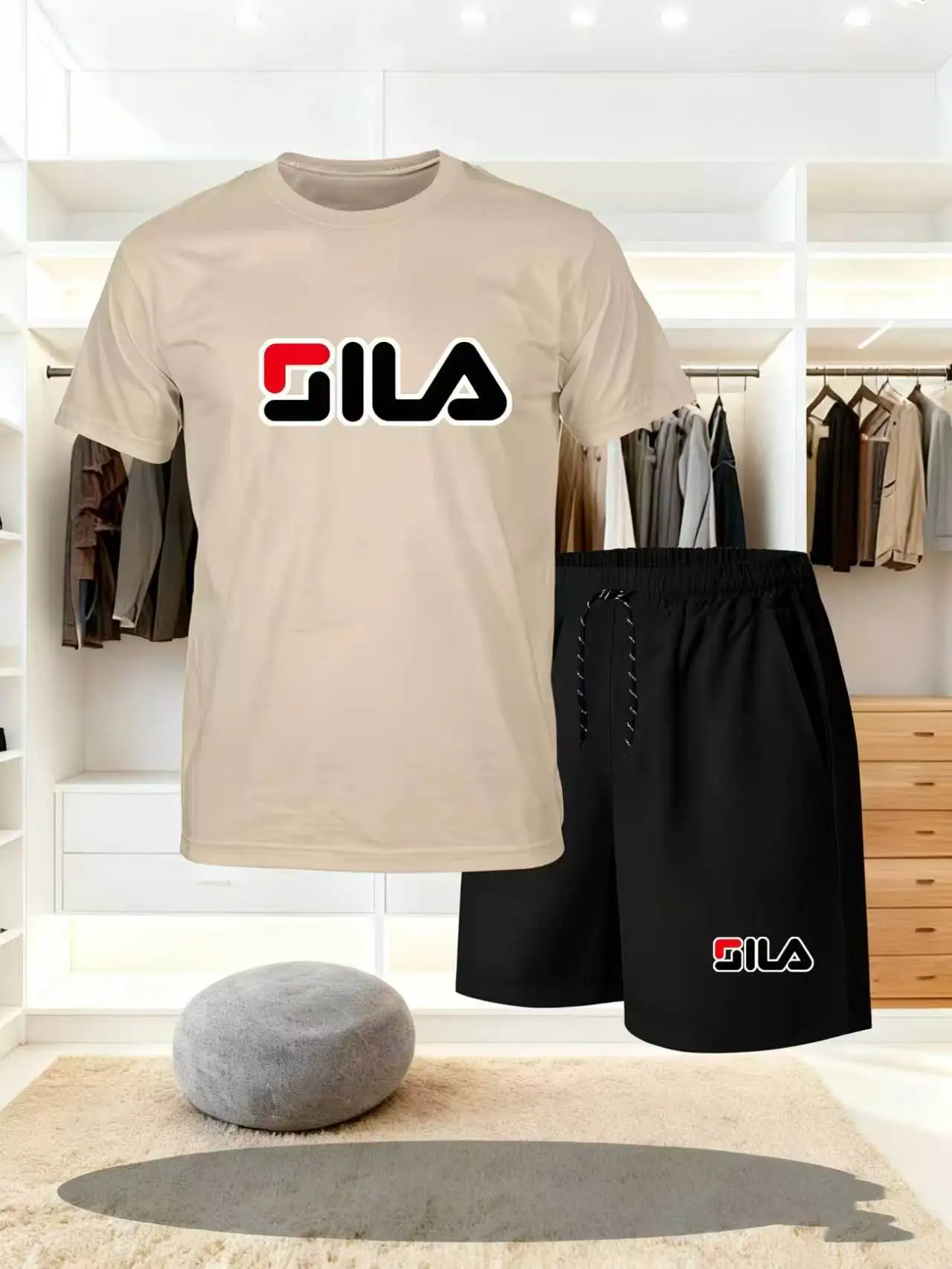 

Новый летний спортивный костюм для мужчин: футболка с коротким рукавом и шорты, комплект из двух предметов, дышащая и быстросохнущая повседневная одежда.