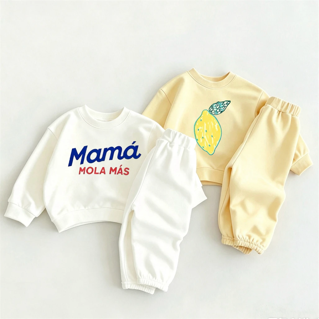 Boys And Girls New Cute Sweatshirts+Pants 2Piece Set Cartoon Hoodie Loose Trousers Kids Printed Pullovers Versatile Pants Suit