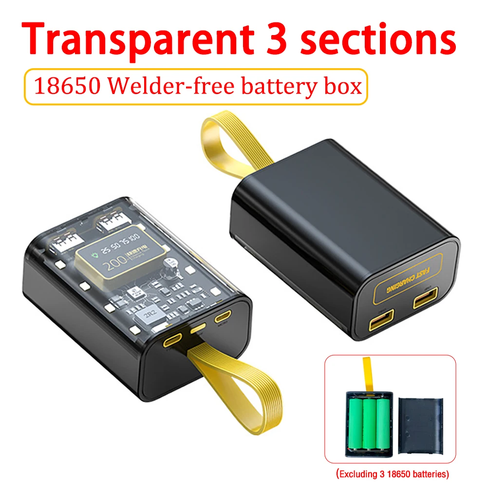 Battery Charger Case Cool DIY Power Bank Box Fast Charging Case 10000mAh With Night Light Charger for 18650 Battery