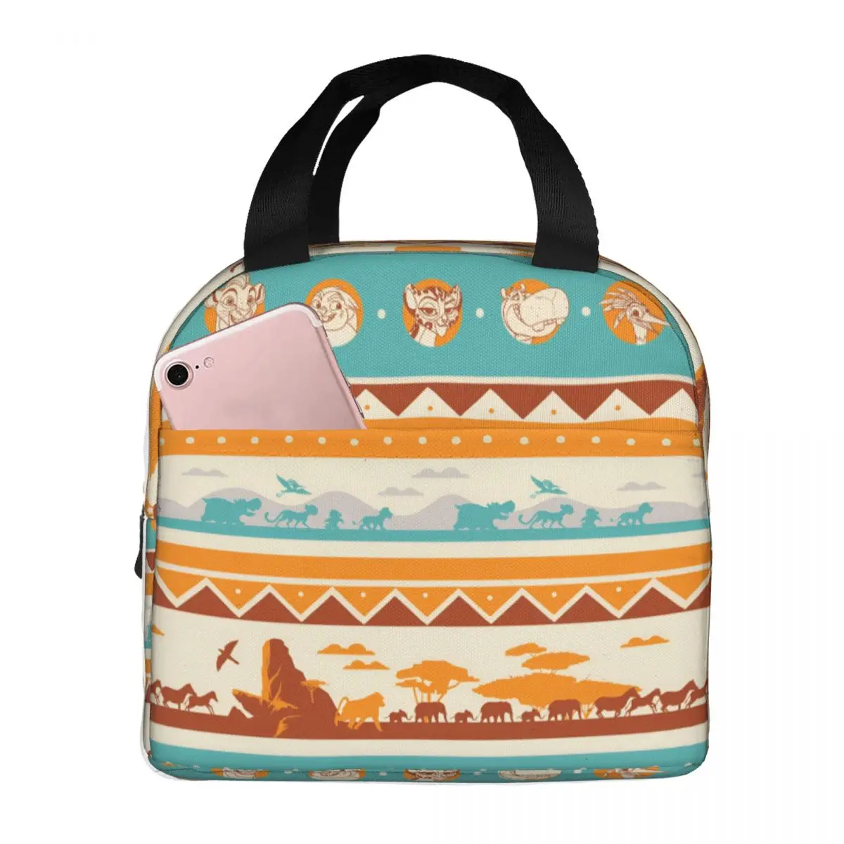 

Термосумка для обедов Custom Liones Anime Kinges для кемпинга и путешествий, портативный термоконтейнер Hakuna Matata Simba, мужской ланч-бокс