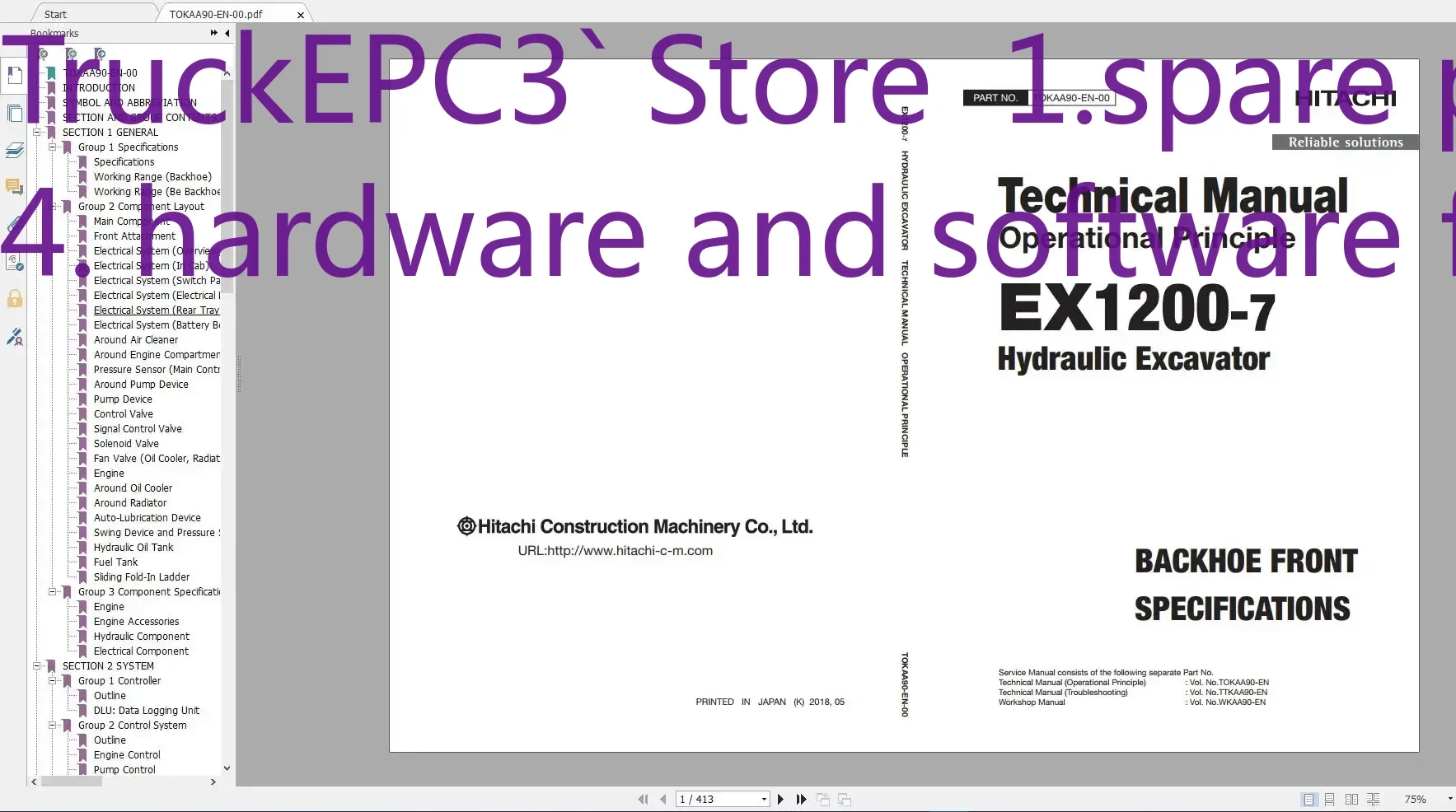 TruckEPC3 Hitachi Mining Crawler Excavator 10.9GB PDF Updated 2021 Workshop Manual Circuit Diagram Parts Catalog DVD