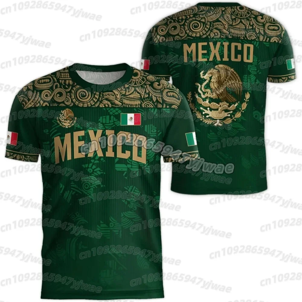2026 Mexiko Nationalflaggen-Print Herren Damen Kurzarm T-Shirt 3D-Druck Tees Outdoor Fußballtrikot Sport Freizeit Herren Oberteile – Detail 12
