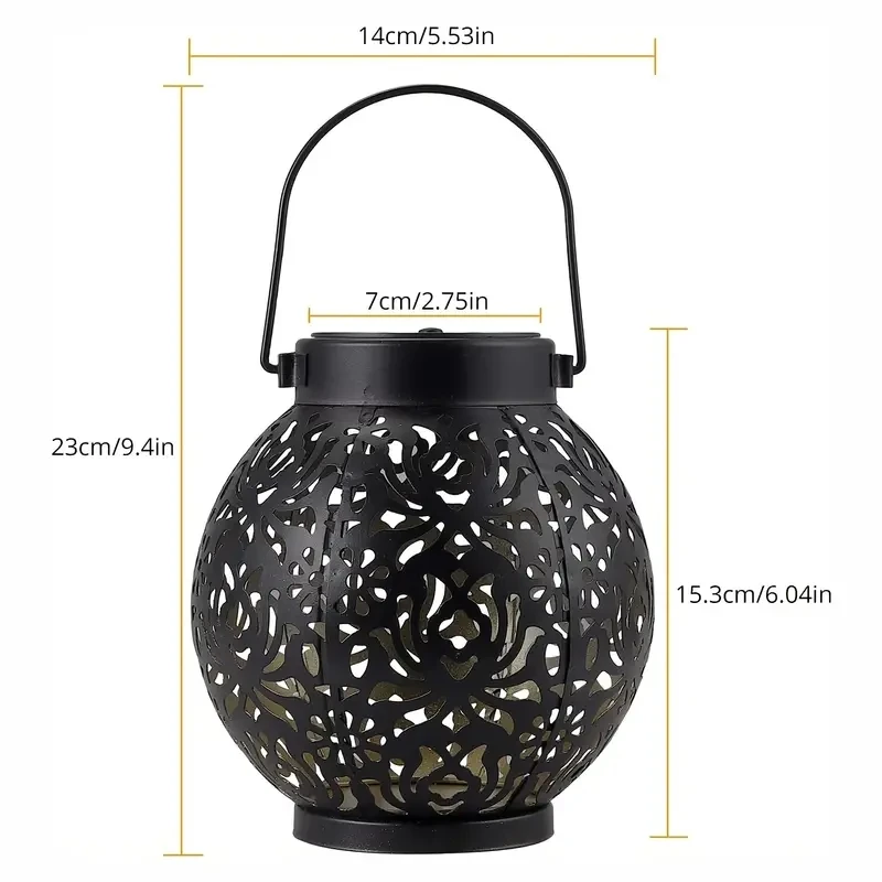 1pc Solar Lanterns Outdoor Waterproof Hanging LED Solar Lights Decorative Retro Metal Solar Lantern With Handle