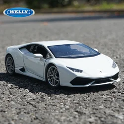 WELLY 1:24 Lamborghini Huracan LP610-4 Alloy Racing Car Model Diecasts Metal Sports Car Model High Simulation Childrens Toy Gift