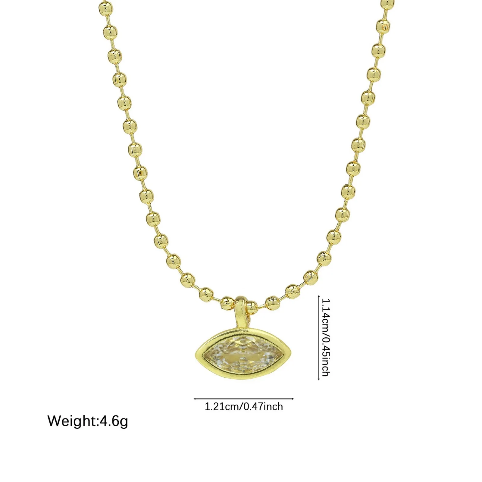 Großhandel Geometrischer Klarer Zirkonia-Anhänger Charm-Halskette 18K Vergoldete Messing-Kugelkette Stilvolles Geschenk für Frauen, 1 Stück – Detail 7
