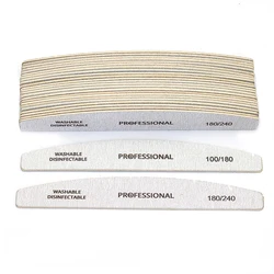10pcs Wooden Nail Files Set Professional Double-Sided Emery Board Manicure Buffer Grey Boat Pedicure Buffers 100/180/240 Grit