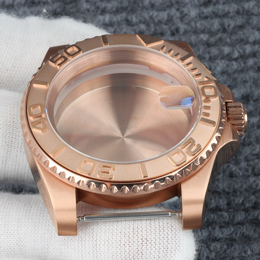 Rose gold For YACHT-MASTER Case Dial 40MM NH35 Watch Case 28.5MM Dial Hands Blue Luminous For Seiko NH35 NH36 NH34 Movement