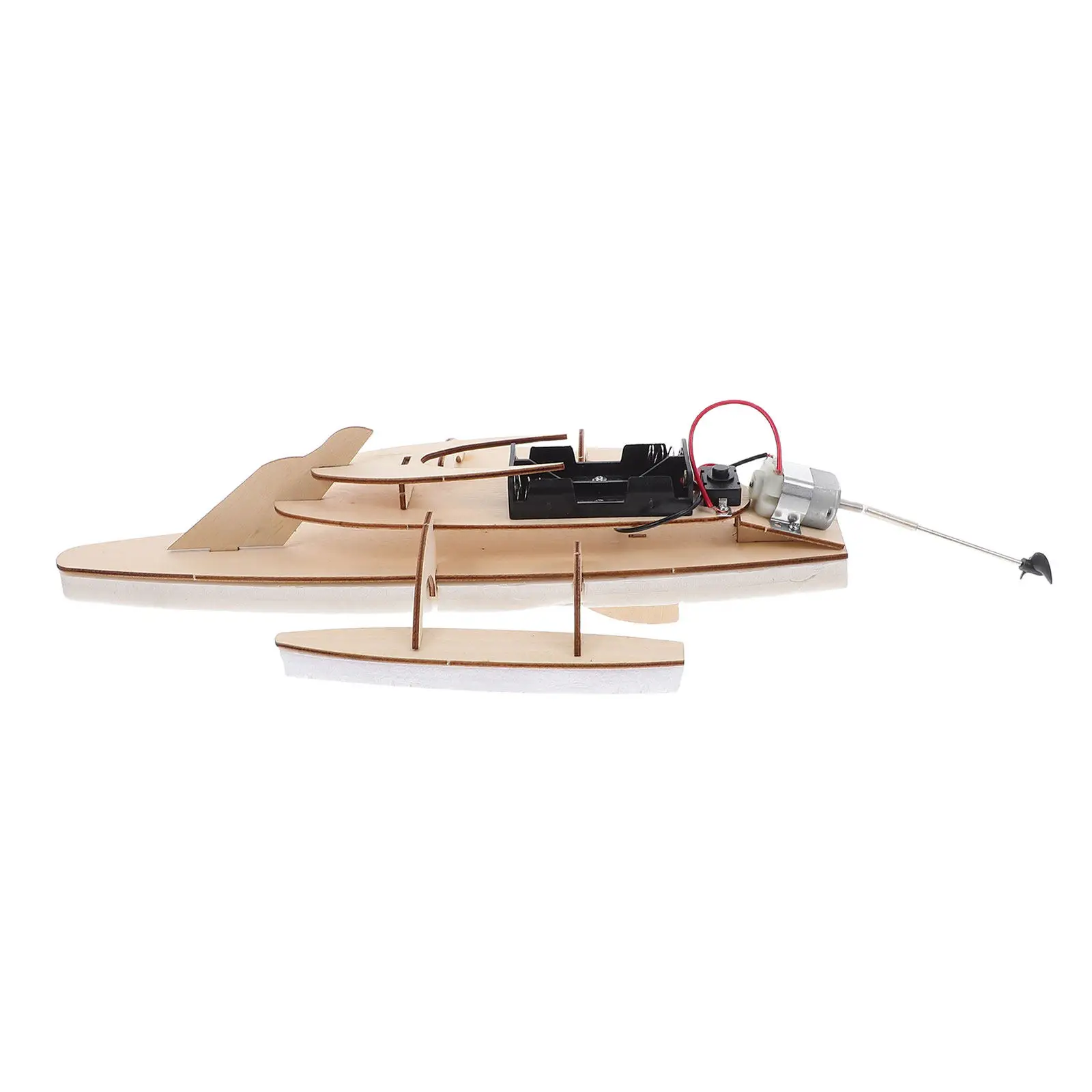 

1Set Wooden Sailboat Kit Electric Powered DIY Assembly Creative Sailboat Craft Indoor Outdoor 3D Wooden Puzzle Boat