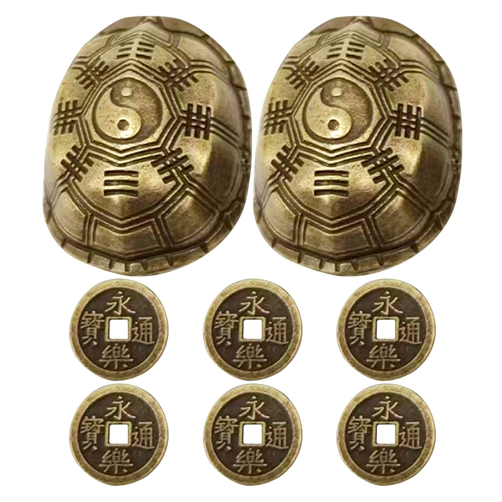 1 セットヴィンテージ真鍮亀の甲羅おもちゃ装飾デスクオーナメントハンドヘルドピースダークブラウンホームオフィス