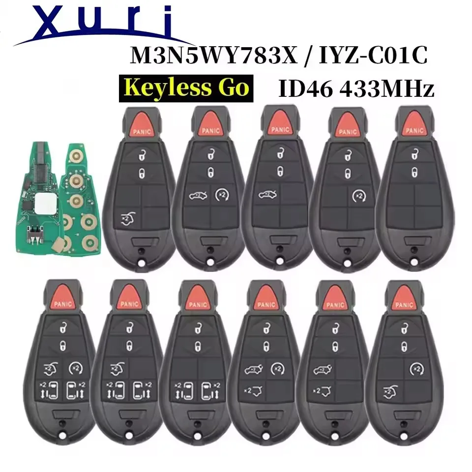 Xuri M3N5WY783X ID46PCF7953 433MHz Keyless Go Car Remote Key 1YZ-C01C For Jeep Grand Cherokee Dodge RAM Chrysler Town&Country