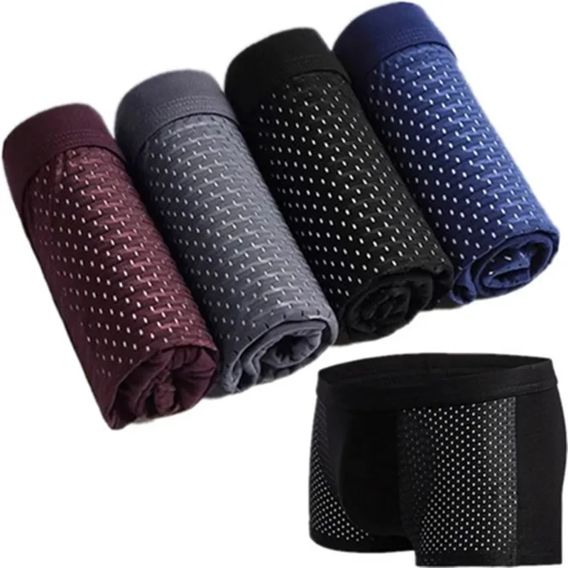 4Pcs Bamboo wear Bamboo Boxer Short Men Microfiber Boxer Briefs Underwear Compression Stretch