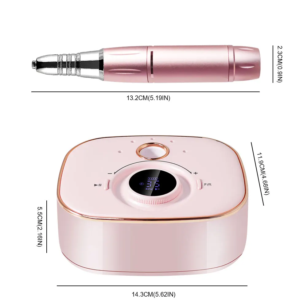 Nail Drill Machine Electric Portable Nail File Rechargeable Nail Sander for Gel Nails Polishing For Home Manicure Salon