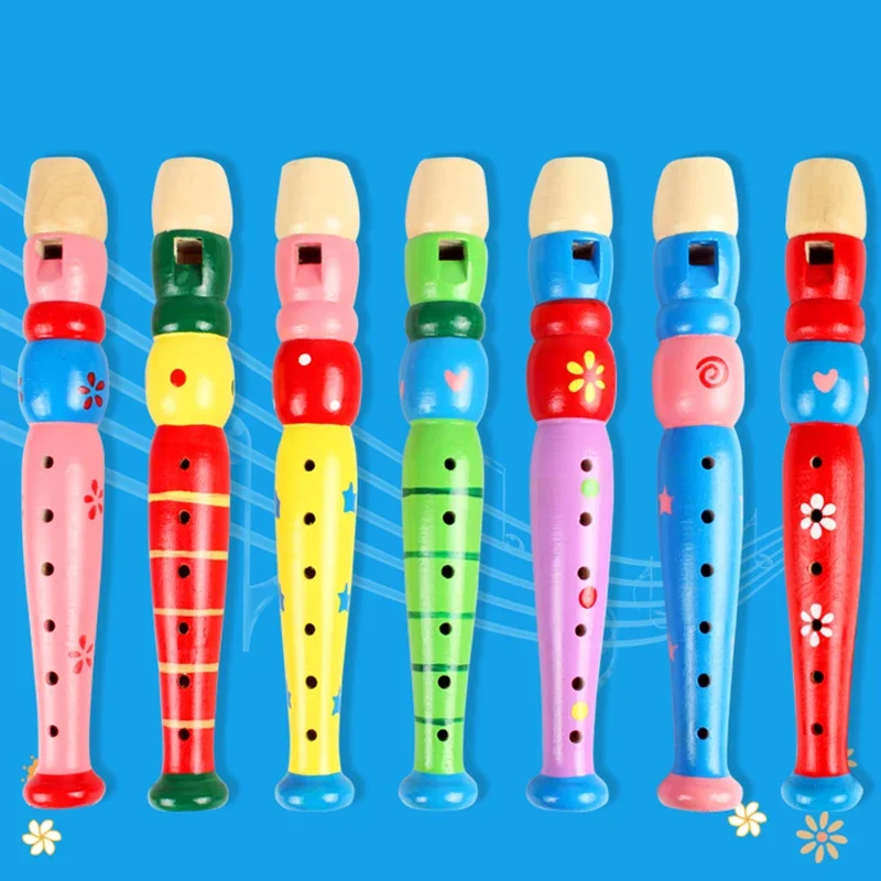 Kids Educational Musical Toys Hot Colorful Wooden Flute Music Instrument Trumpet Buglet Hooter for Children