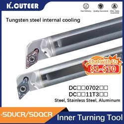 Barre de coupe en acier au tungstène à refroidissement interne, outil de tournage de trous internes, lame en carbure DCMT, ensemble d'outils de tour, C10K, 12M, 16Q-SDUCR, SDQCR