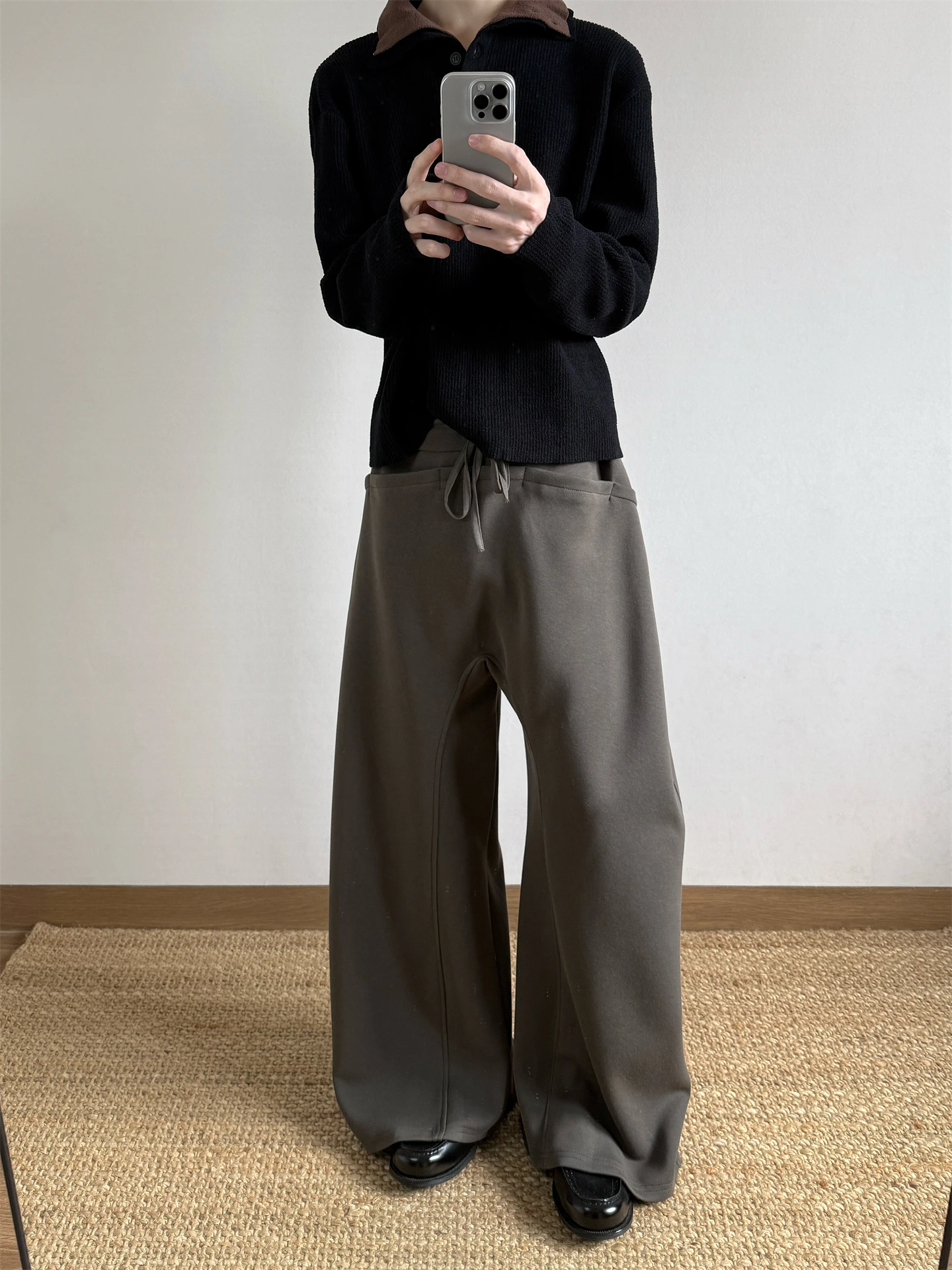 

Casual Pure Color Drapey Cleanfit Dstring A-Line Knife Elastic Commuter Versatile Sweatpants Spring Season Youth Daily Wear