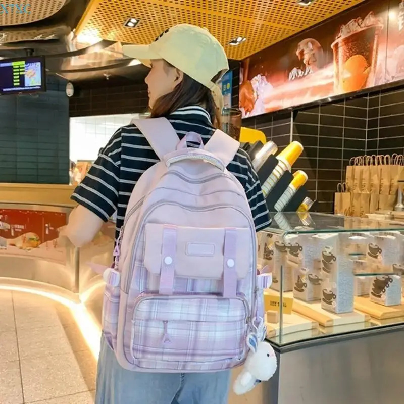 X7XC Tas Sekolah Siswa Ransel Cantik Tas Ransel Kasual Kapasitas Besar Remaja