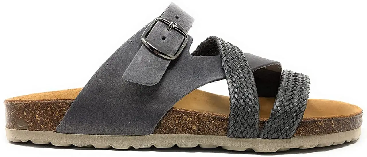 Women's sandal/ArtPelle/instep: leather/microporous sole/buckle strap closure/colors: gray/black