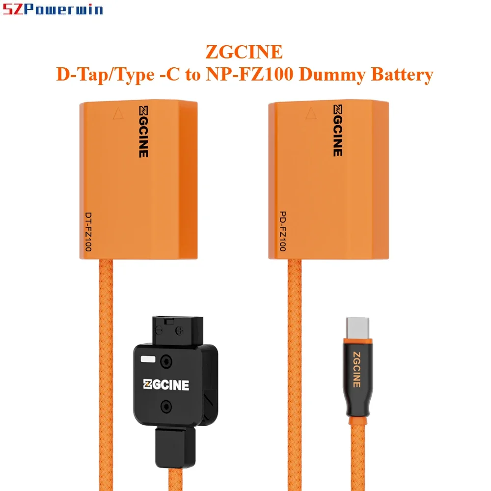 

ZGCINE D-Tap/Type -C to NP-FZ100 Dummy Battery with Braided Wire DC Coupler Accessory for SonyA7R V/A7 IV/A7S III/A7R IV Camera